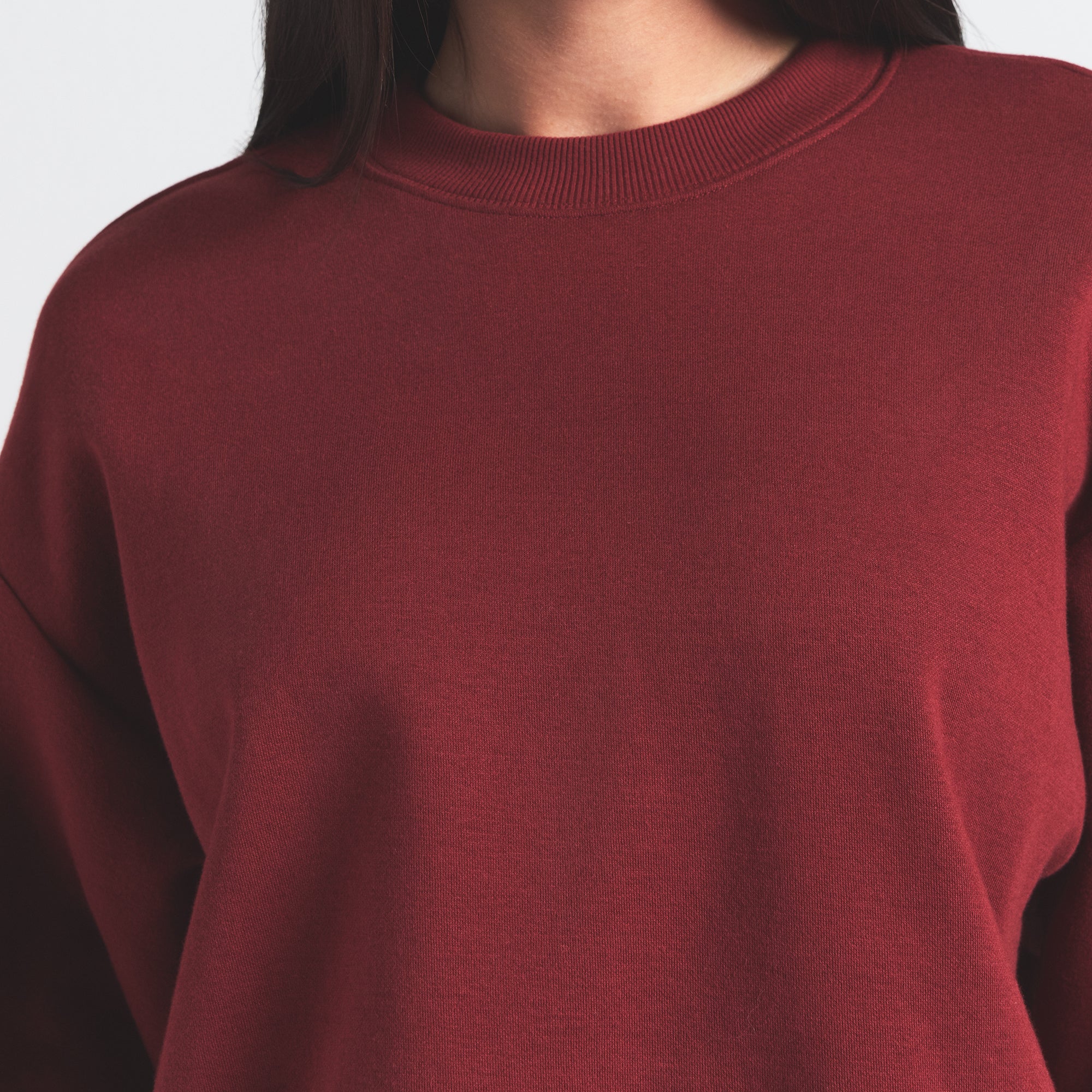 COTTON FLEECE CLASSIC CREWNECK | MERLOT - Image 4