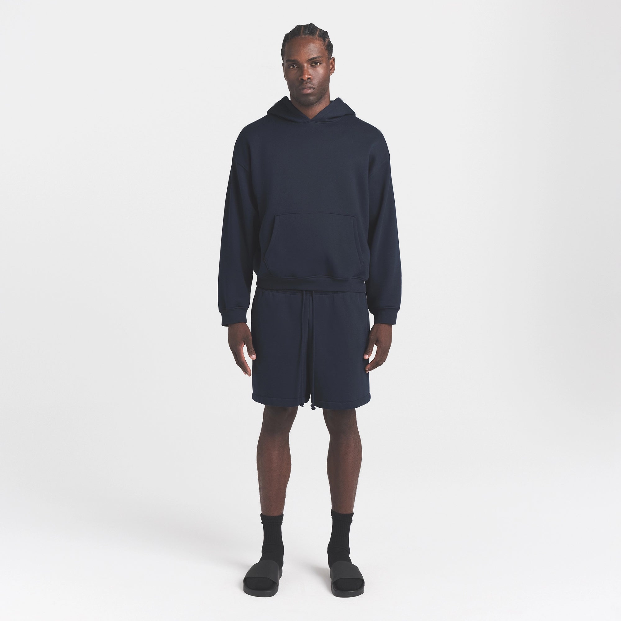 FLEECE LOUNGE MENS RELAXED HOODIE | NAVY - Image 2