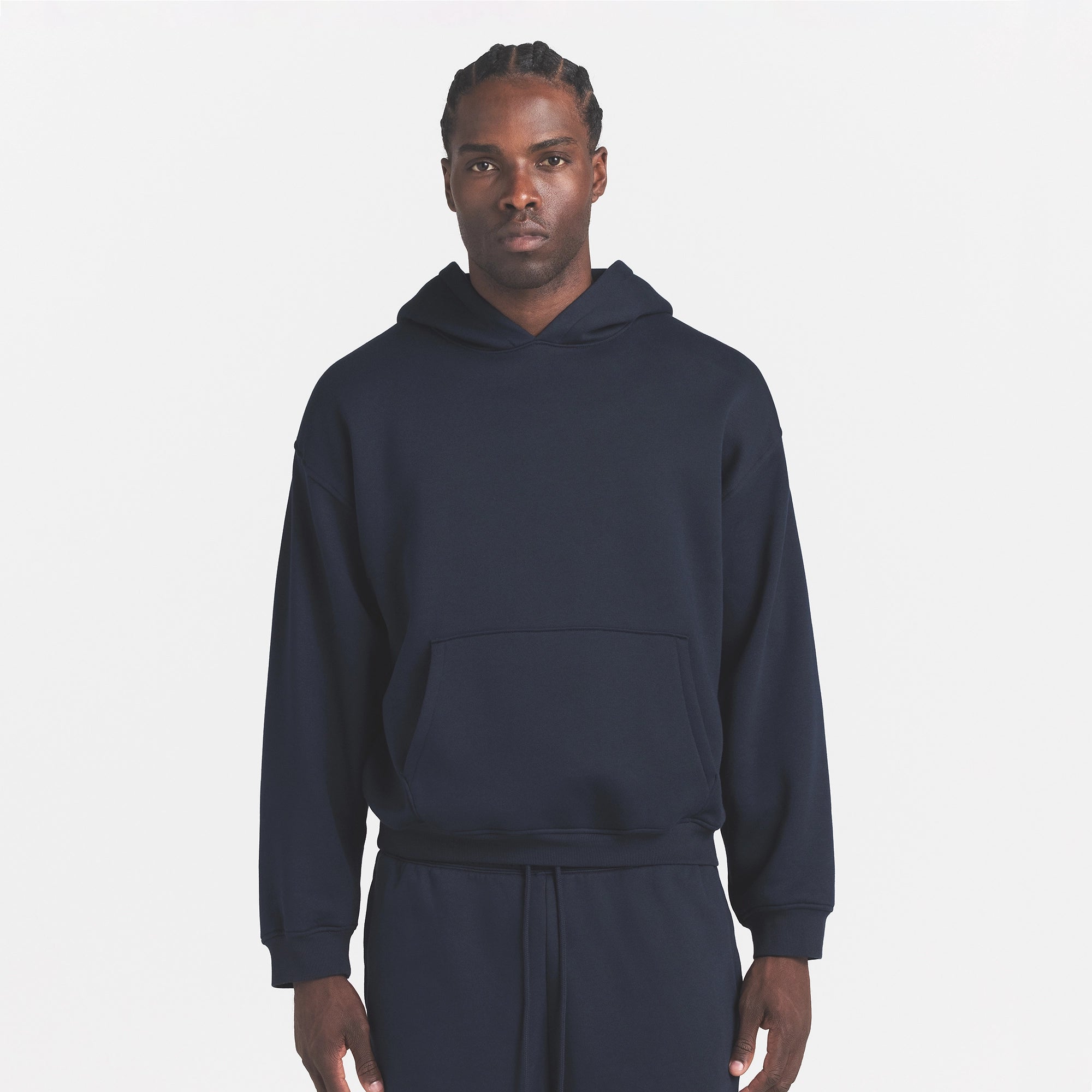 FLEECE LOUNGE MENS RELAXED HOODIE | NAVY - Image 3
