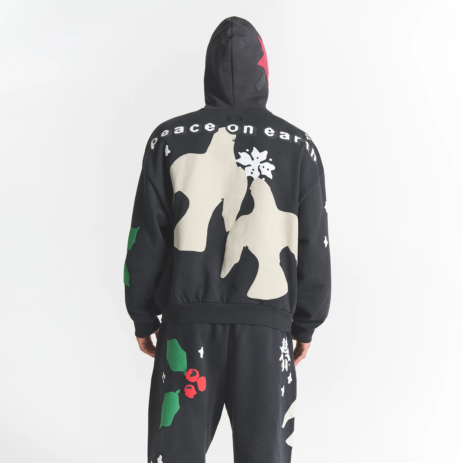 CACTUS PLANT FLEA MARKET X SKIMS HEAVYWEIGHT FLEECE MENS RELAXED ZIP UP HOODIE | ONYX TEDDY BEAR PRINT - Image 5
