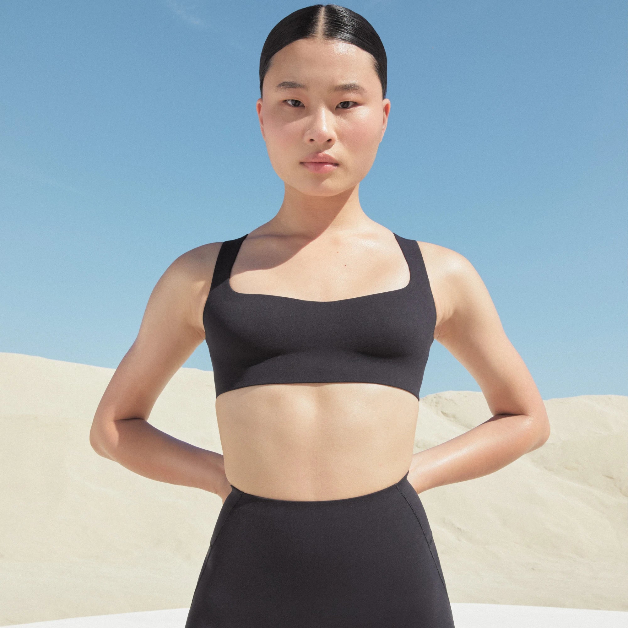 NikeSKIMS STUDIO STRETCH RACERBACK BRA | OBSIDIAN - Image 6