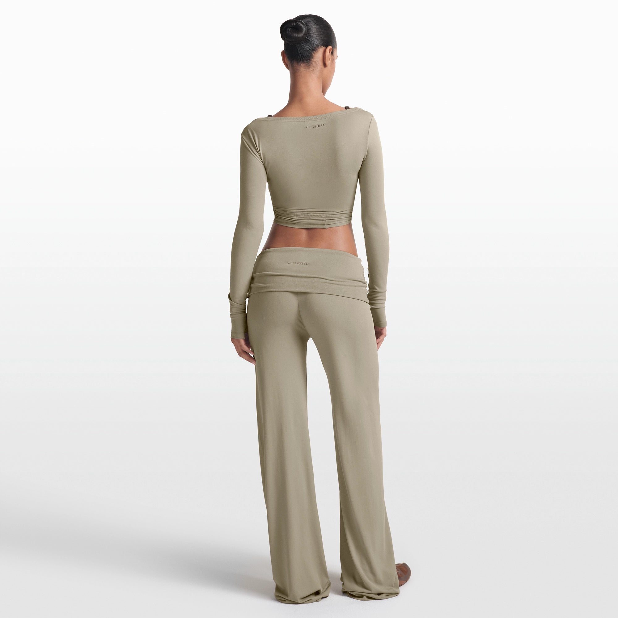 NikeSKIMS STRETCH KNIT FOLDOVER WIDE LEG PANT | DUNE - Image 6