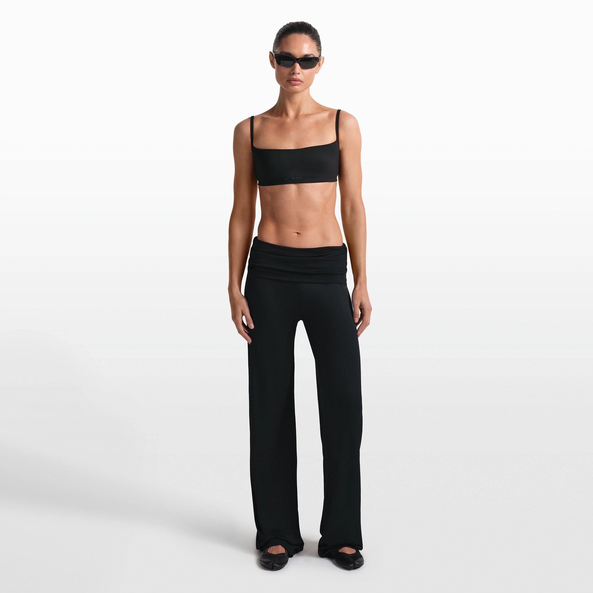 NikeSKIMS STRETCH KNIT FOLDOVER WIDE LEG PANT | OBSIDIAN - Image 2