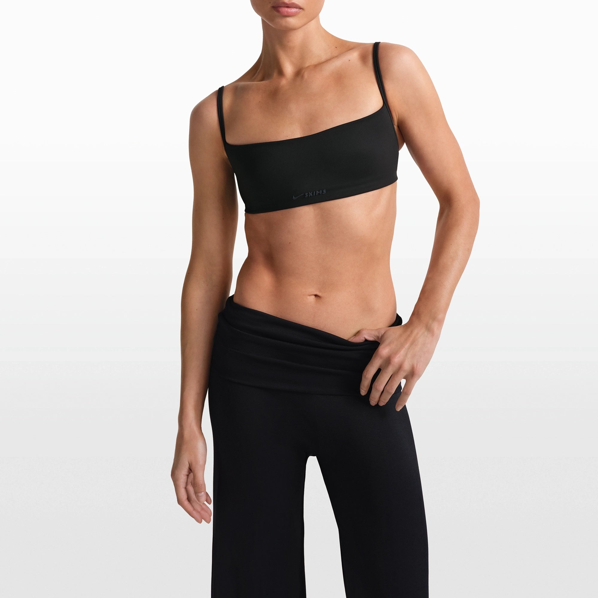 NikeSKIMS STRETCH KNIT FOLDOVER WIDE LEG PANT | OBSIDIAN - Image 5