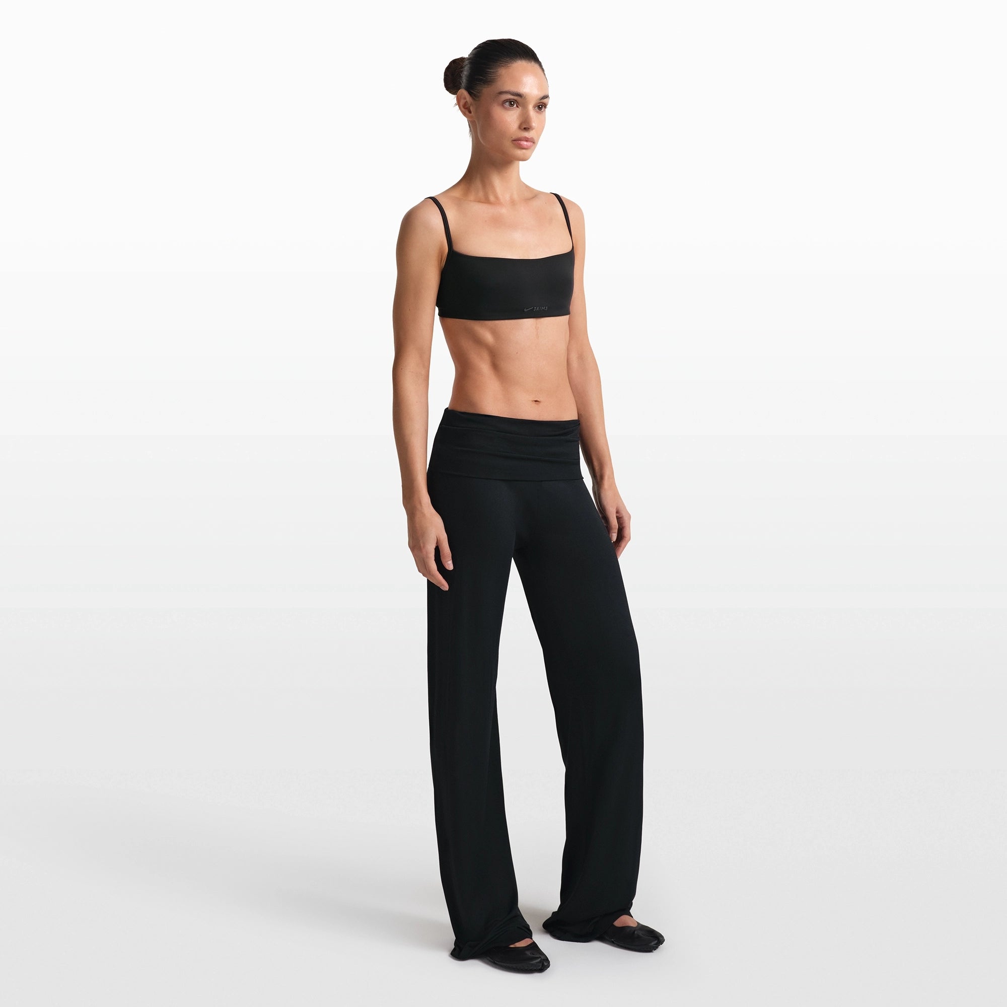 NikeSKIMS STRETCH KNIT FOLDOVER WIDE LEG PANT | OBSIDIAN - Image 4