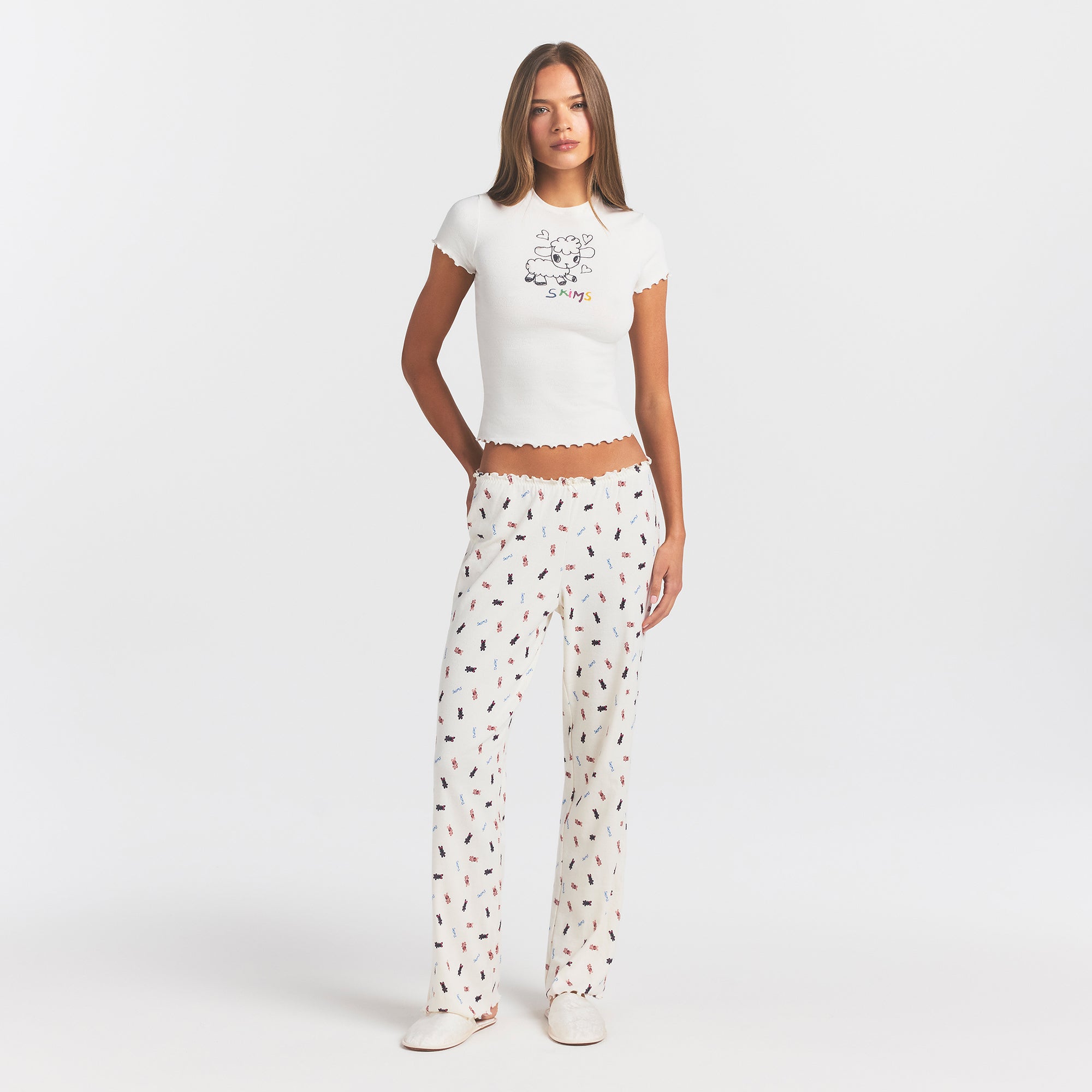 LOGO POINTELLE STRAIGHT LEG PANT | MARBLE TOSSED BUNNY - Image 4