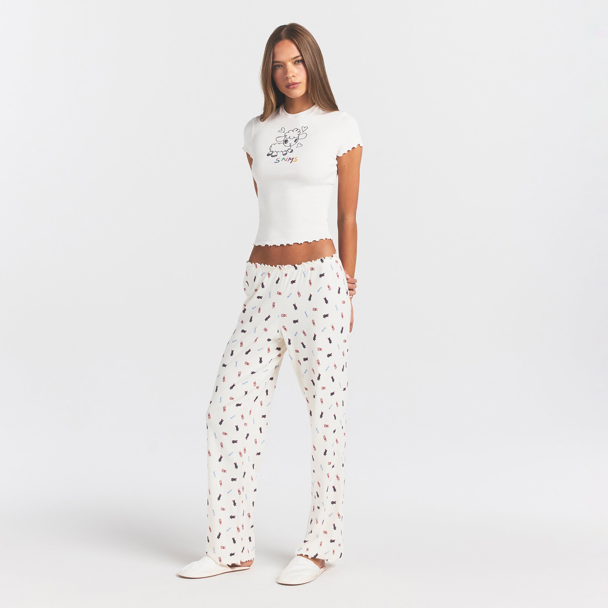 LOGO POINTELLE STRAIGHT LEG PANT | MARBLE TOSSED BUNNY - Image 2