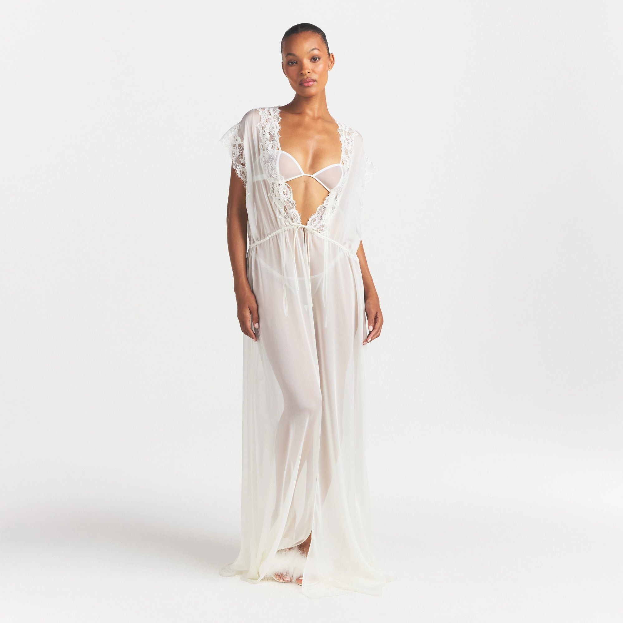 SKIMS ROMANCE LONG ROBE | IVORY - Image 2