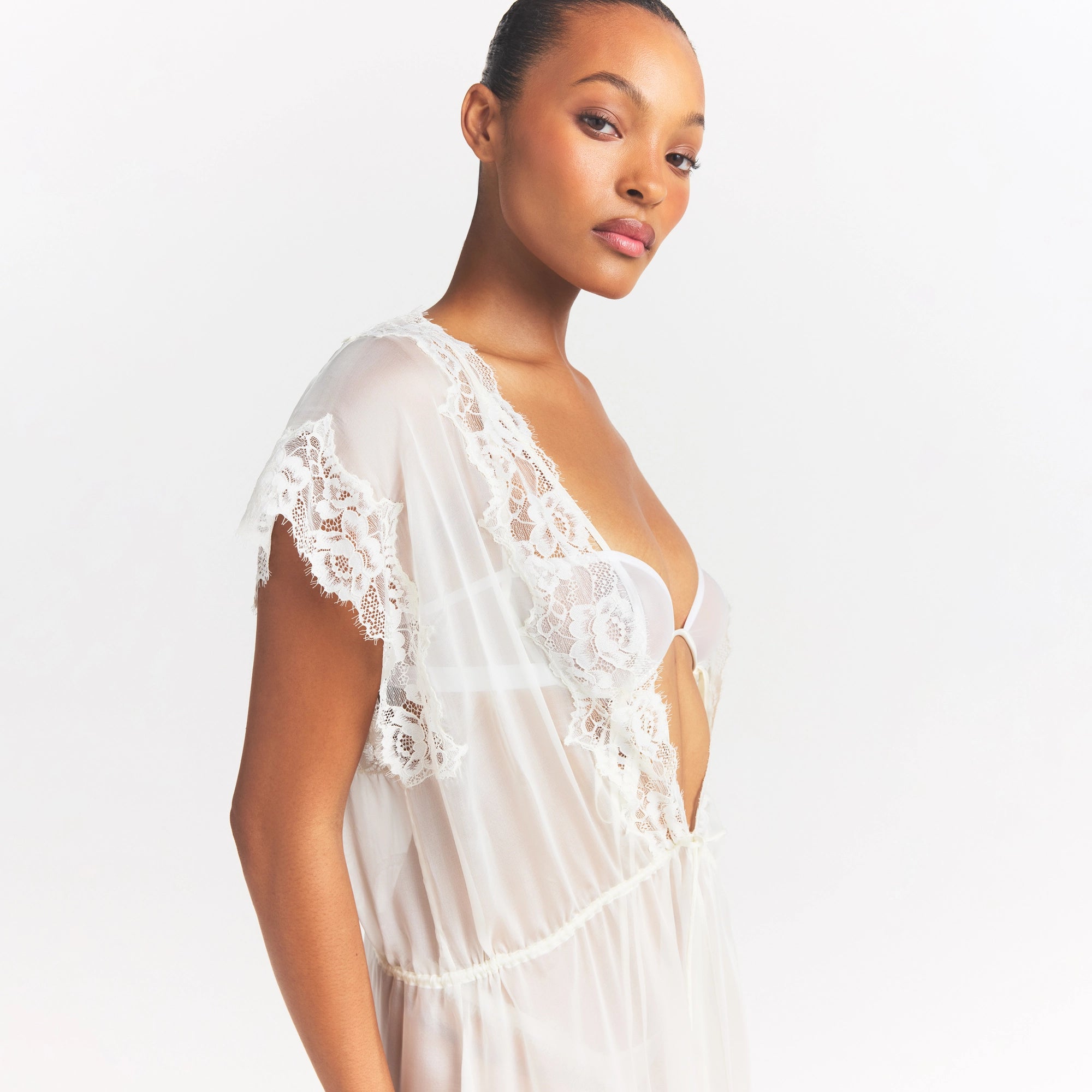 SKIMS ROMANCE LONG ROBE | IVORY - Image 3