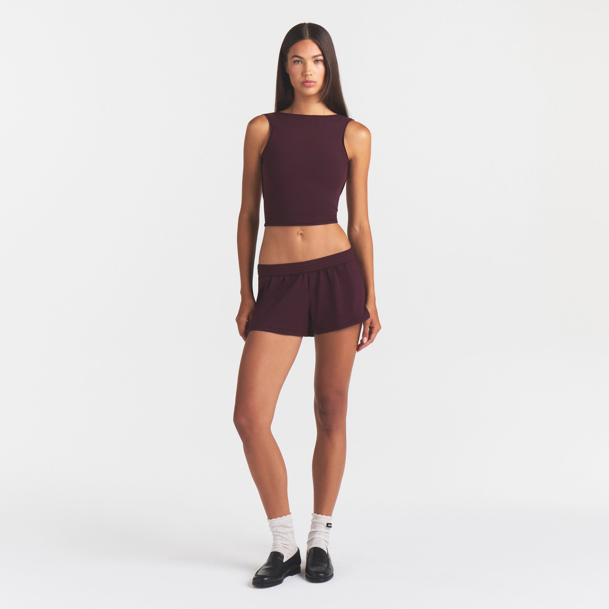 COTTON JERSEY TIE BACK TANK | CURRANT - Image 2