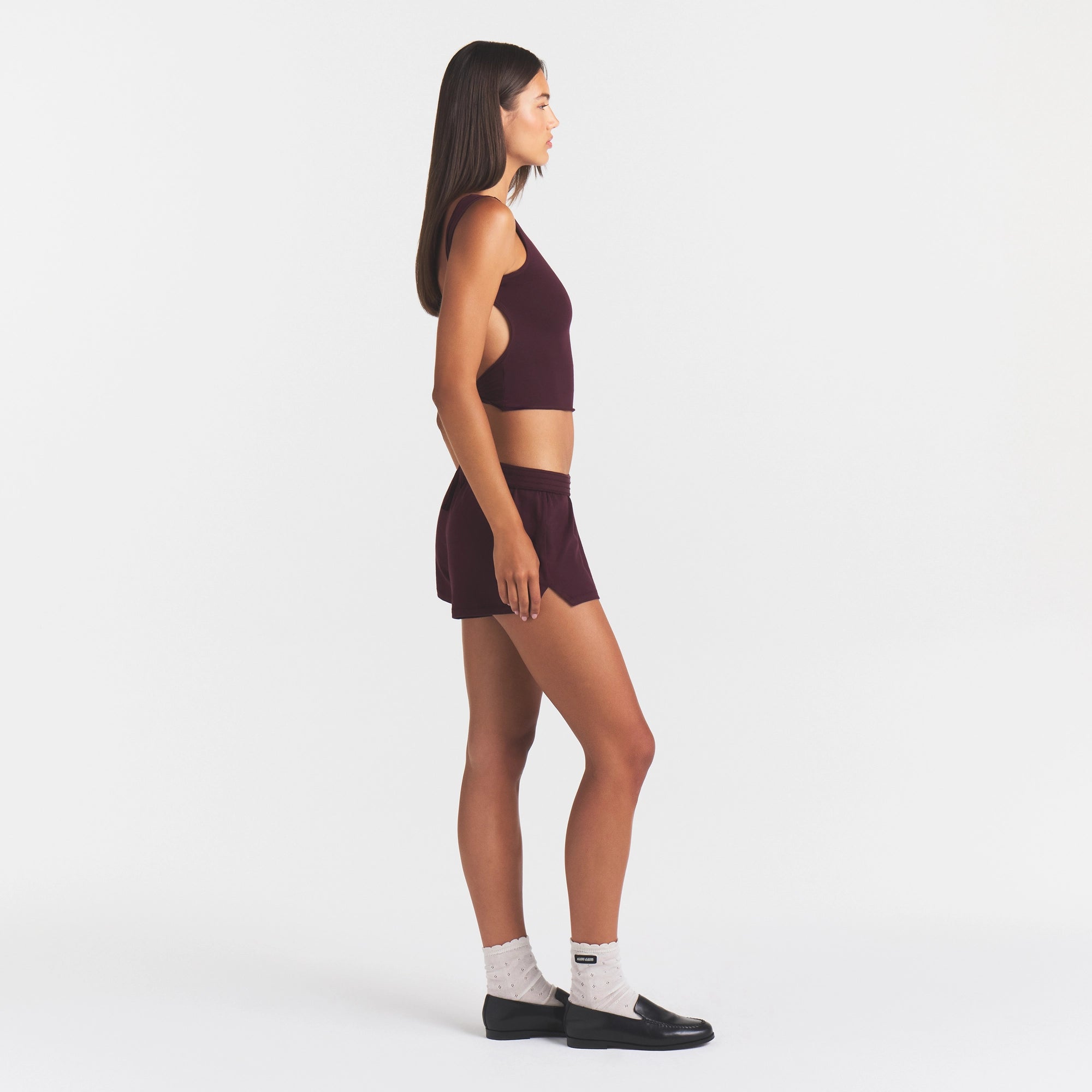 COTTON JERSEY TIE BACK TANK | CURRANT - Image 3