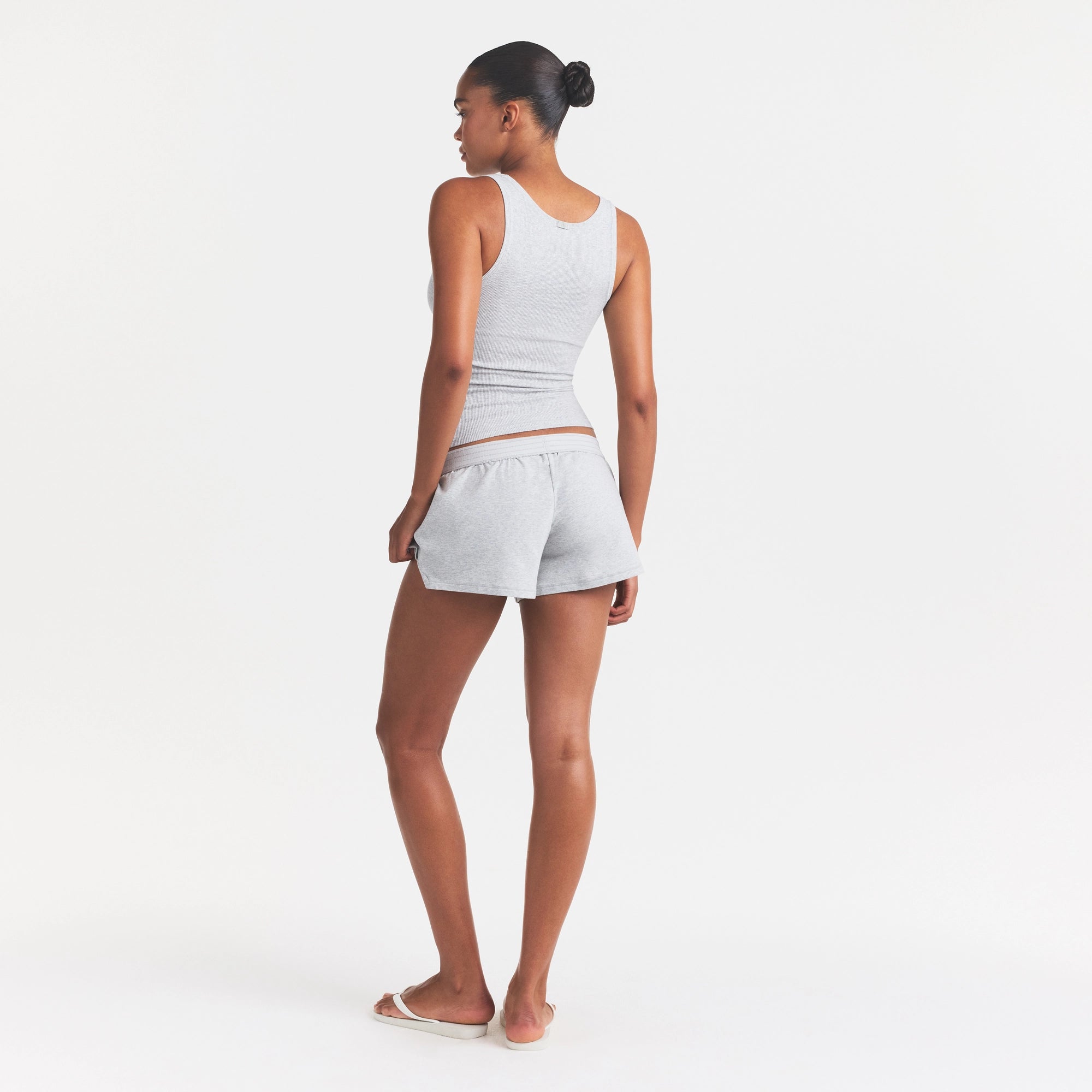 COTTON JERSEY LOOSE SHORT | LIGHT HEATHER GREY - Image 5