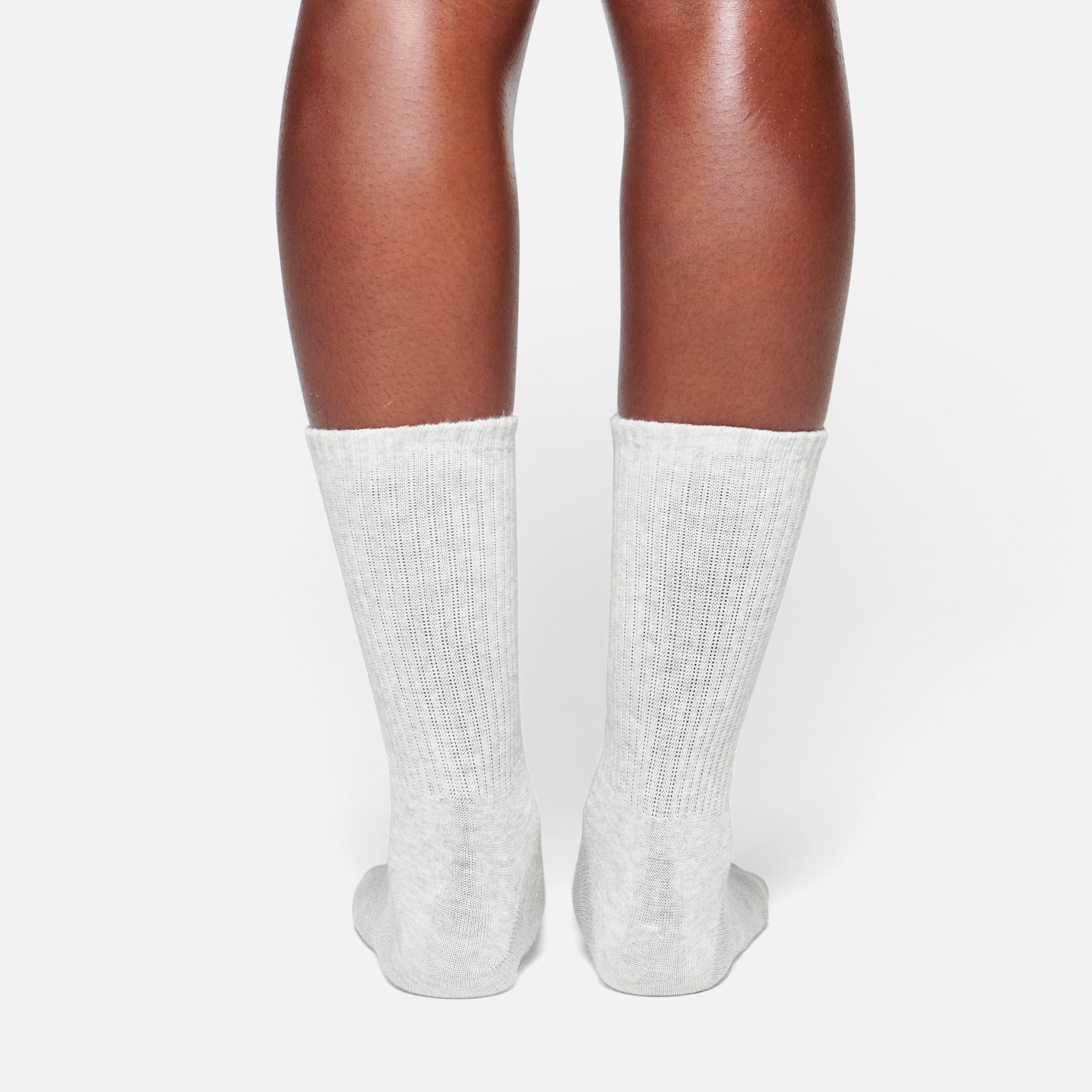RIBBED CREW SOCK | LIGHT HEATHER GREY - Image 4