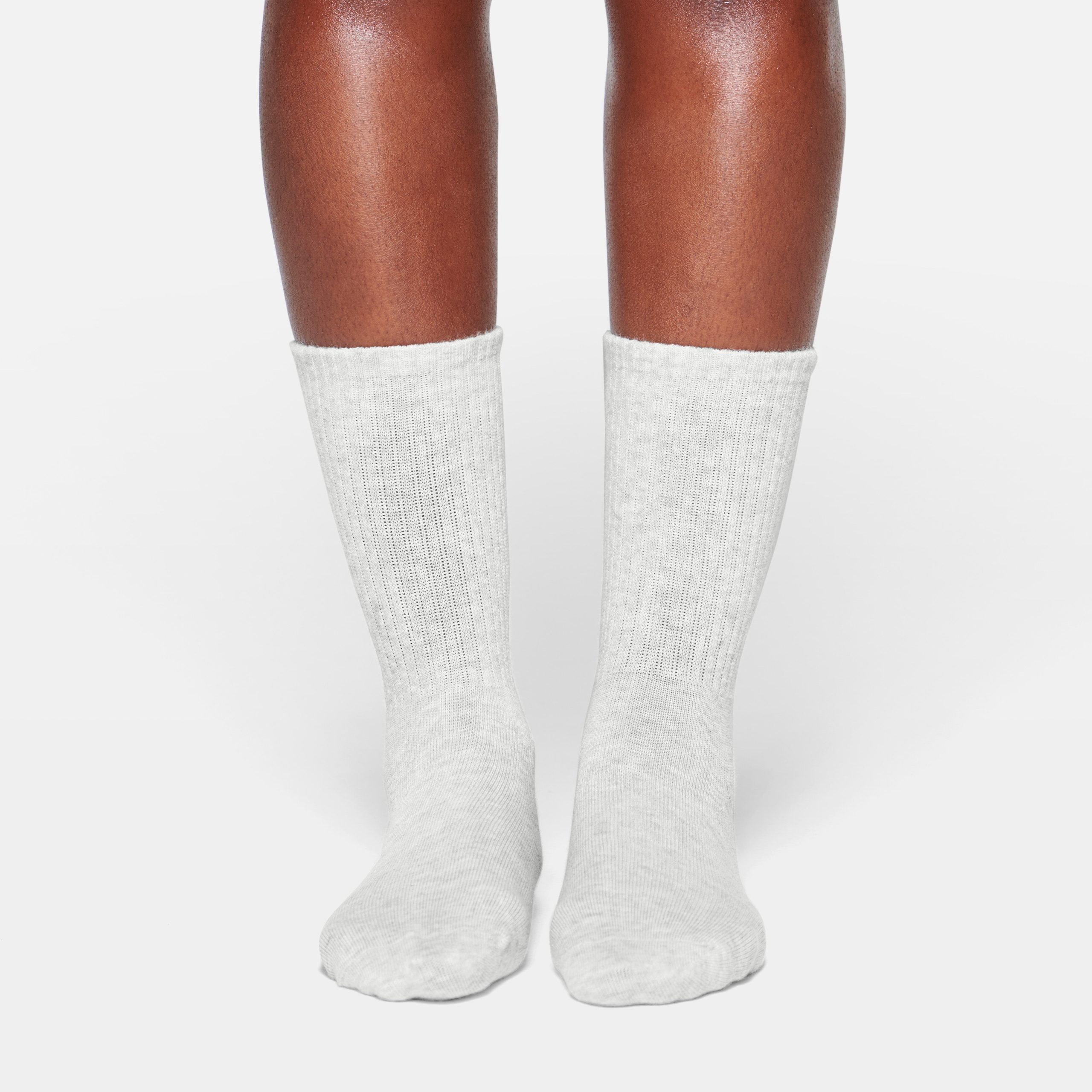 RIBBED CREW SOCK | LIGHT HEATHER GREY - Image 2