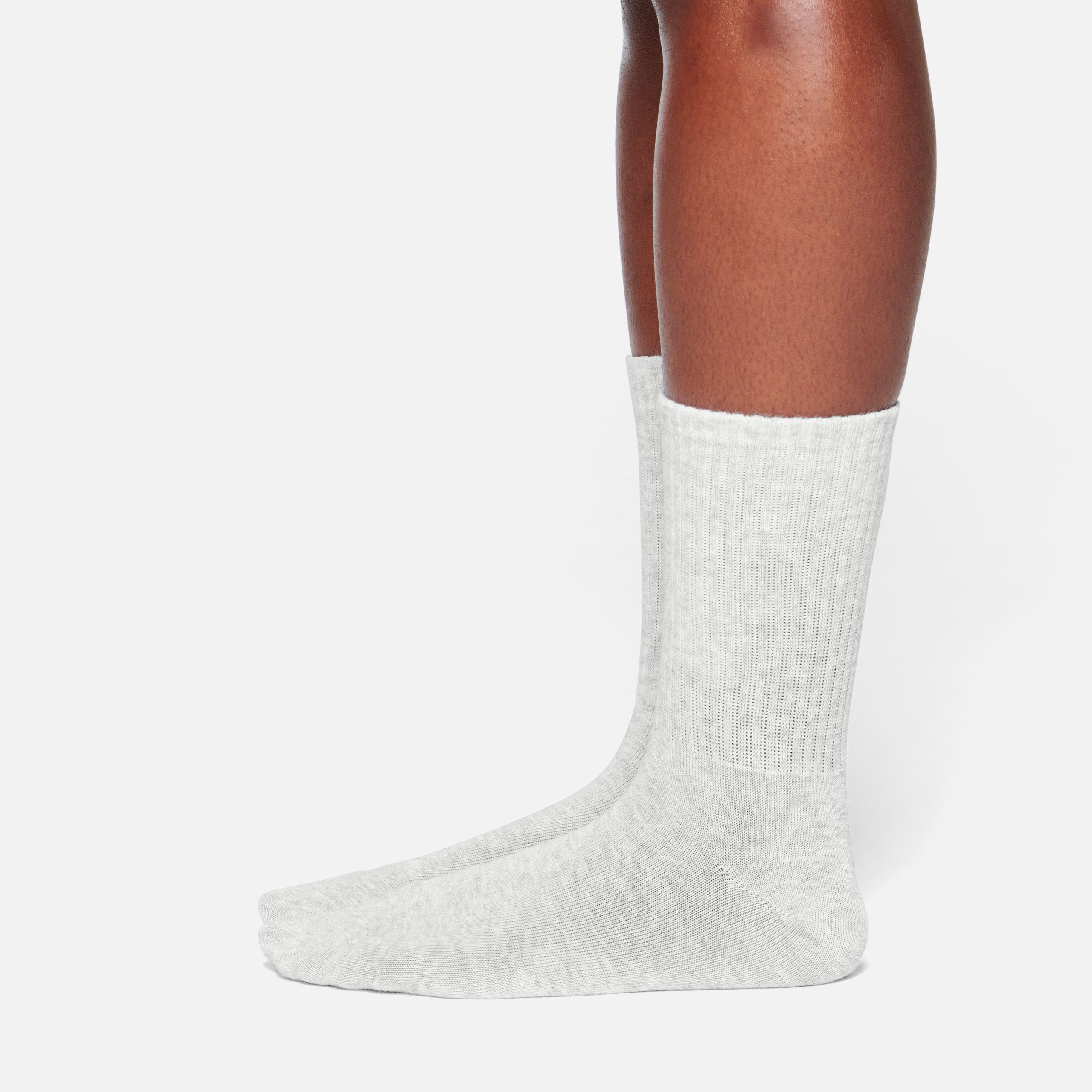 RIBBED CREW SOCK | LIGHT HEATHER GREY - Image 3