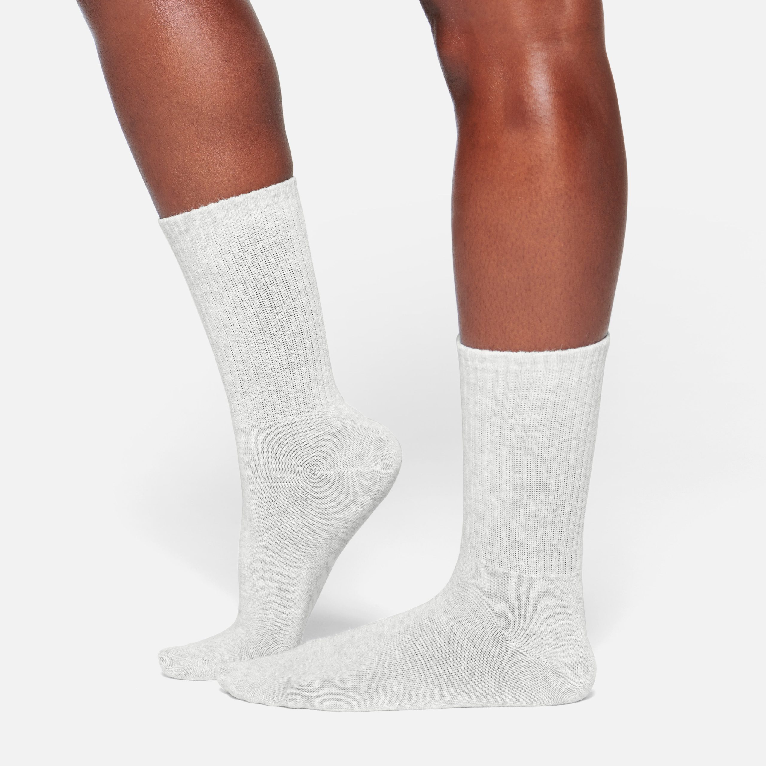 RIBBED CREW SOCK | LIGHT HEATHER GREY - Image 5