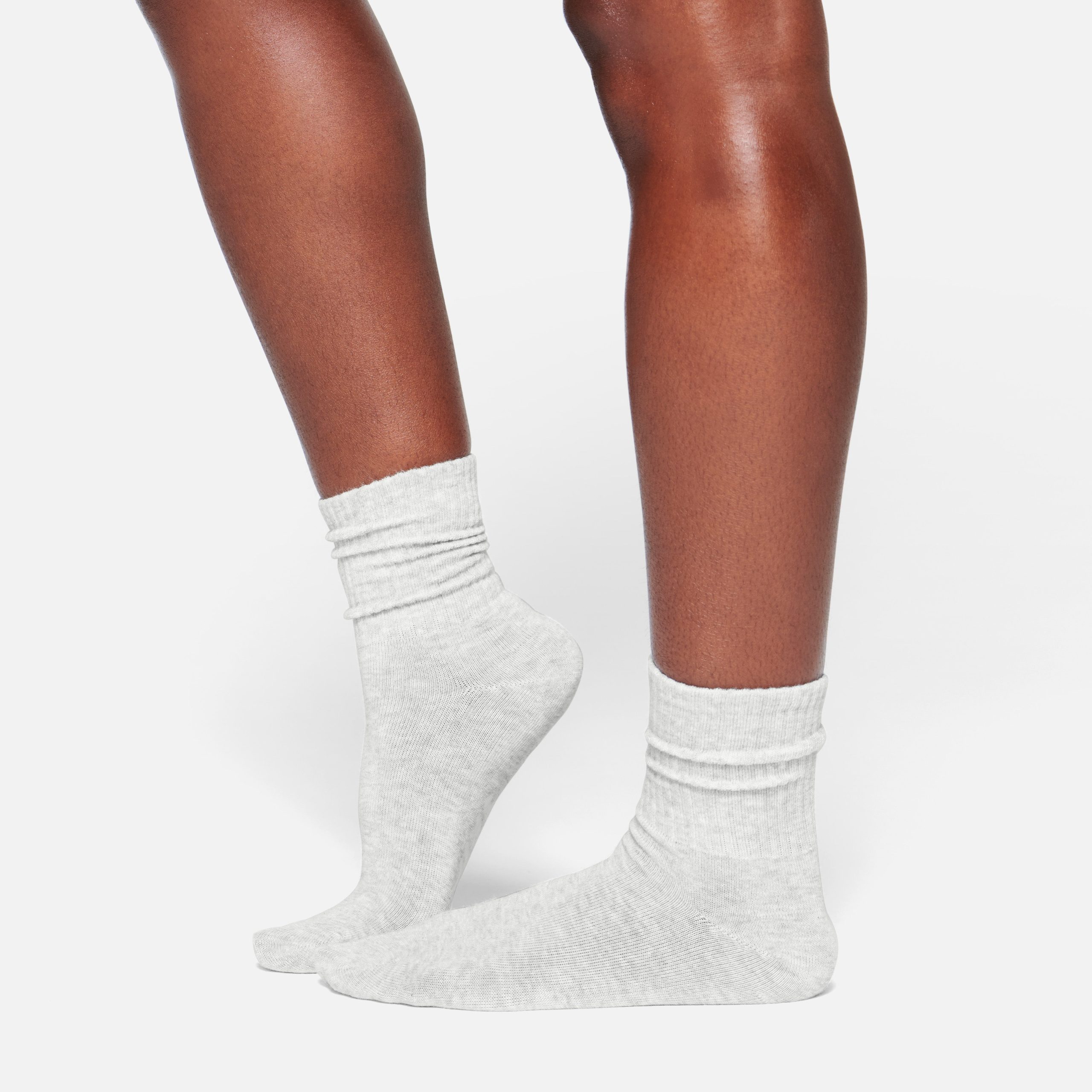 RIBBED CREW SOCK | LIGHT HEATHER GREY - Image 6