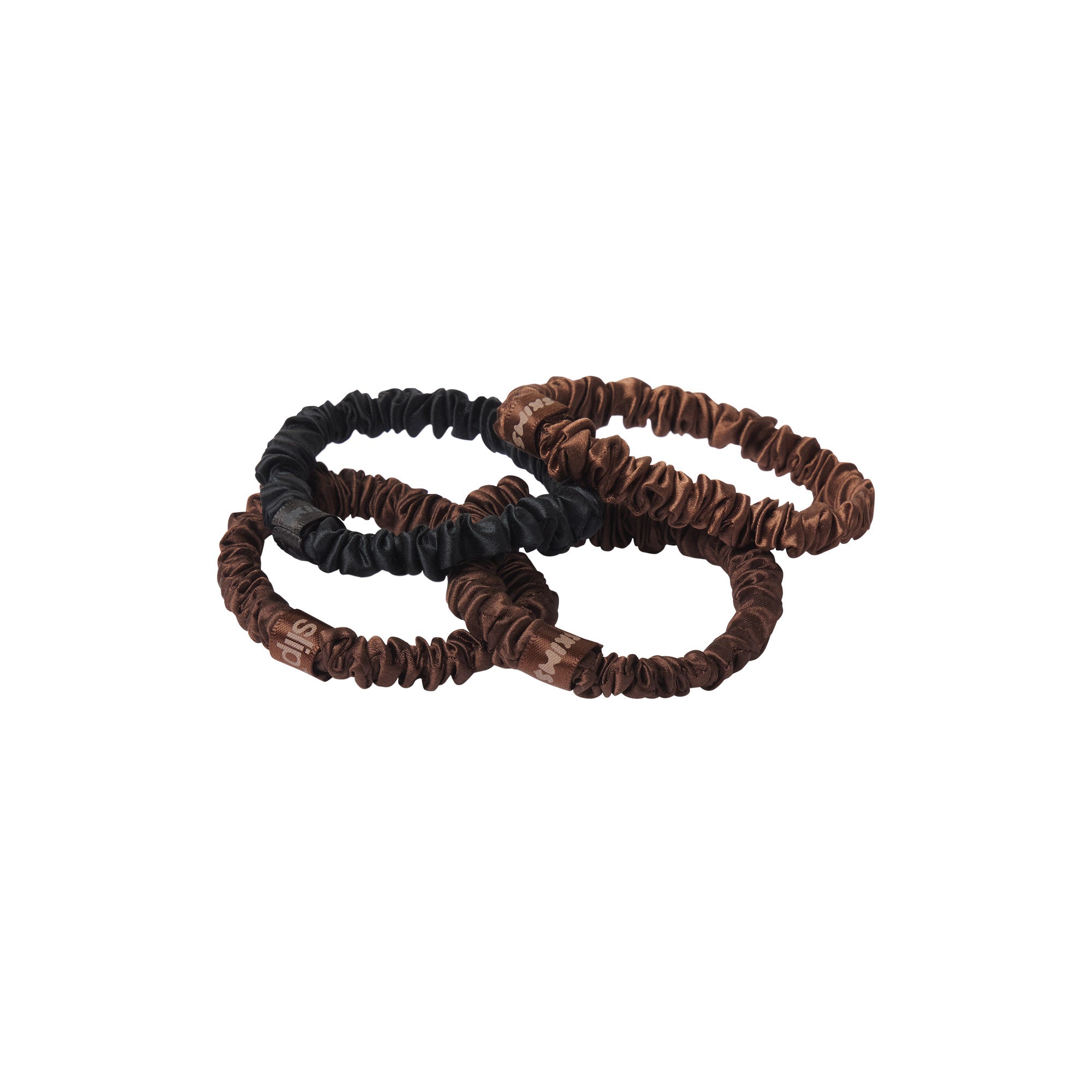 SLIP X SKIMS PURE SILK SKINNY SCRUNCHIES 4-PACK | DEEP - Image 3