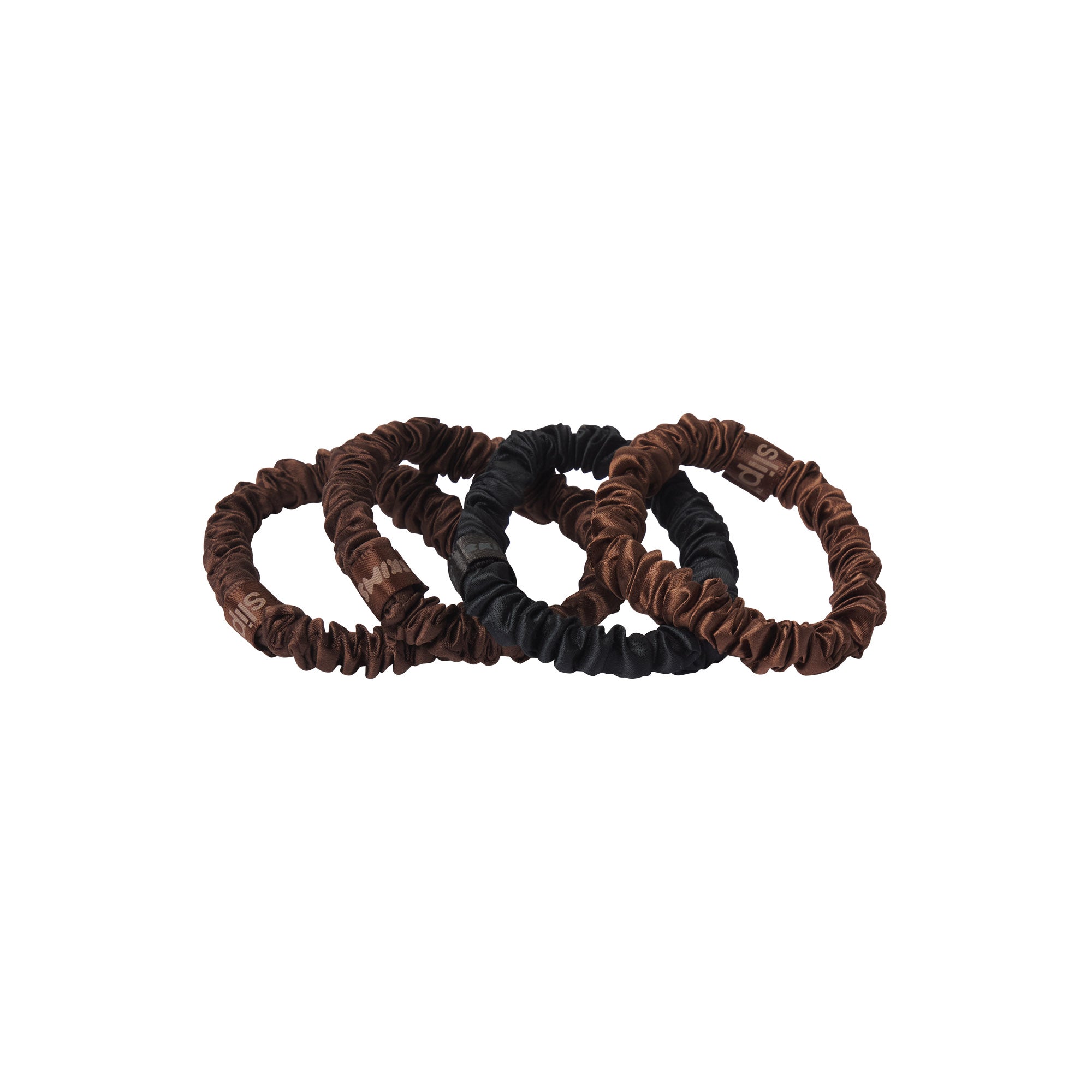 SLIP X SKIMS PURE SILK SKINNY SCRUNCHIES 4-PACK | DEEP - Image 4