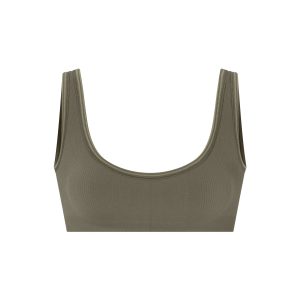 NikeSKIMS RIBBED SEAMLESS MICRO SCOOP BRA | DUSTY OAKMOSS