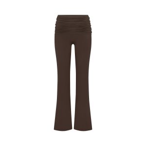 NikeSKIMS MATTE FOLDOVER SLIM FLARE LEGGING | DARK SEPIA
