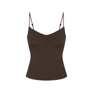 NikeSKIMS MATTE SHIRRED FRONT TANK | DARK SEPIA