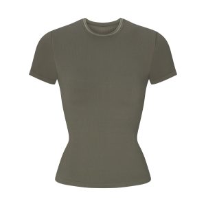 NikeSKIMS RIBBED SEAMLESS BABY T-SHIRT | DUSTY OAKMOSS