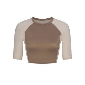 NikeSKIMS SHINE PADDED HALF SLEEVE CROP TOP | TRUFFLE AND STONE