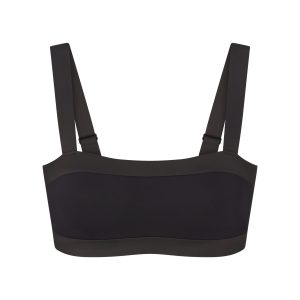 NikeSKIMS MATTE SHINE MIX STRAIGHT NECK BRA | OBSIDIAN AND IGNEOUS