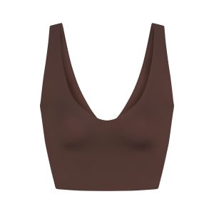 NikeSKIMS MATTE V-NECK BRA TOP | DARK SEPIA