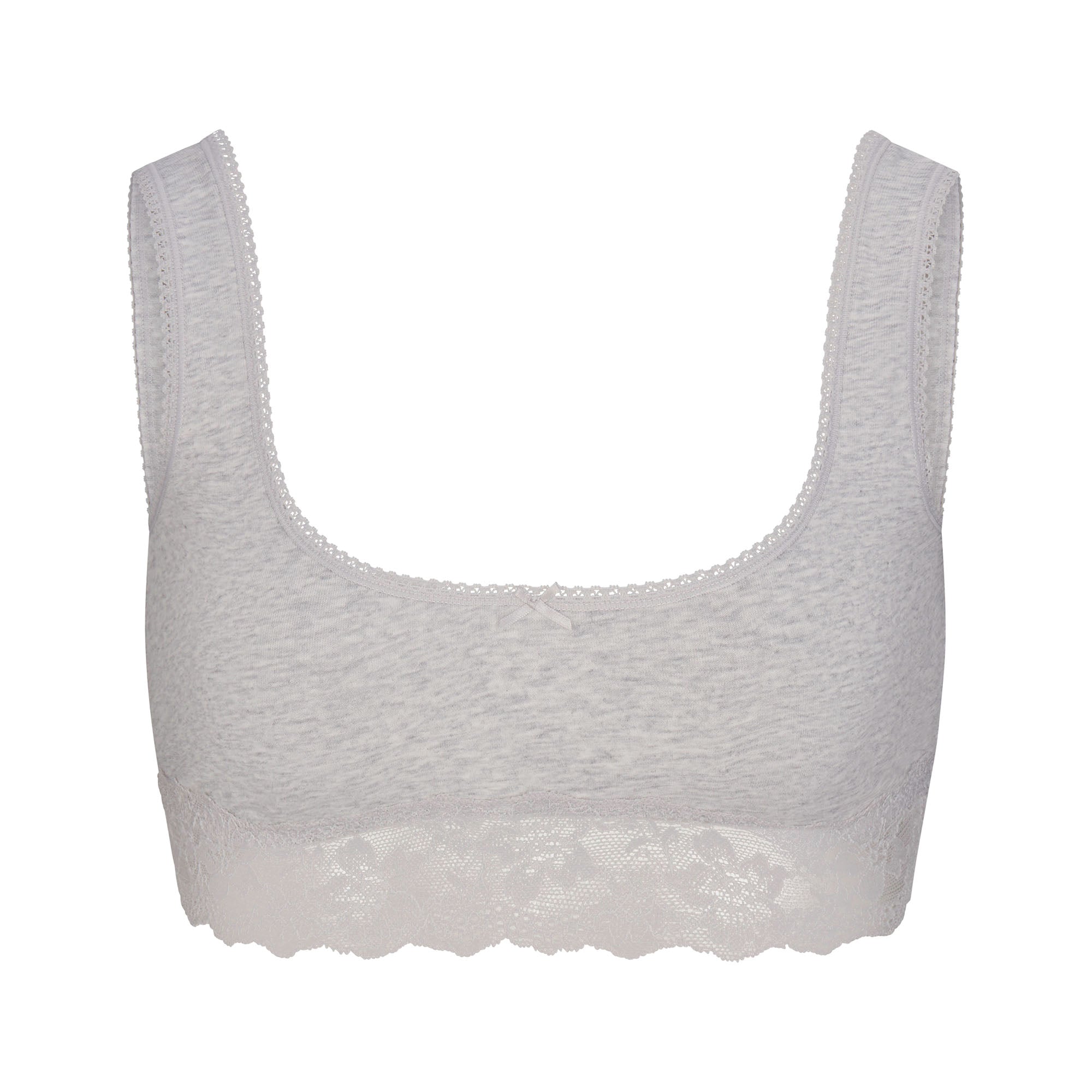 LIGHTWEIGHT COTTON LACE SCOOP BRALETTE | LIGHT HEATHER GREY