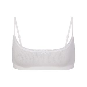 LIGHTWEIGHT COTTON POINTELLE SCOOP BRALETTE | SNOW