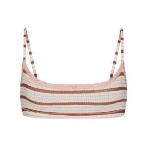 LIGHTWEIGHT COTTON POINTELLE SCOOP BRALETTE | VILLA EGRET RUNWAY STRIPE