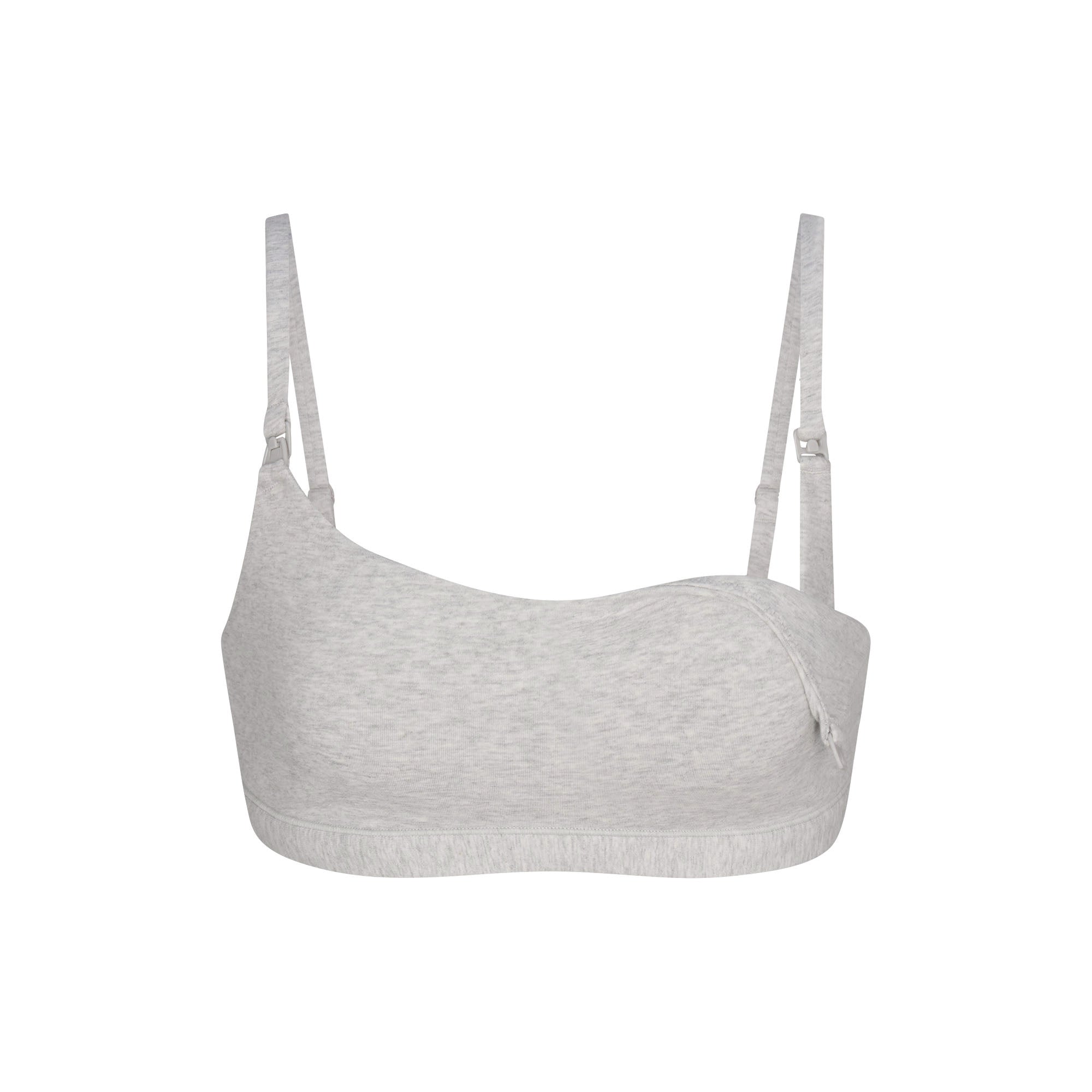 COTTON JERSEY MATERNITY NURSING SCOOP BRALETTE 2-PACK | LIGHT HEATHER GREY - Image 8