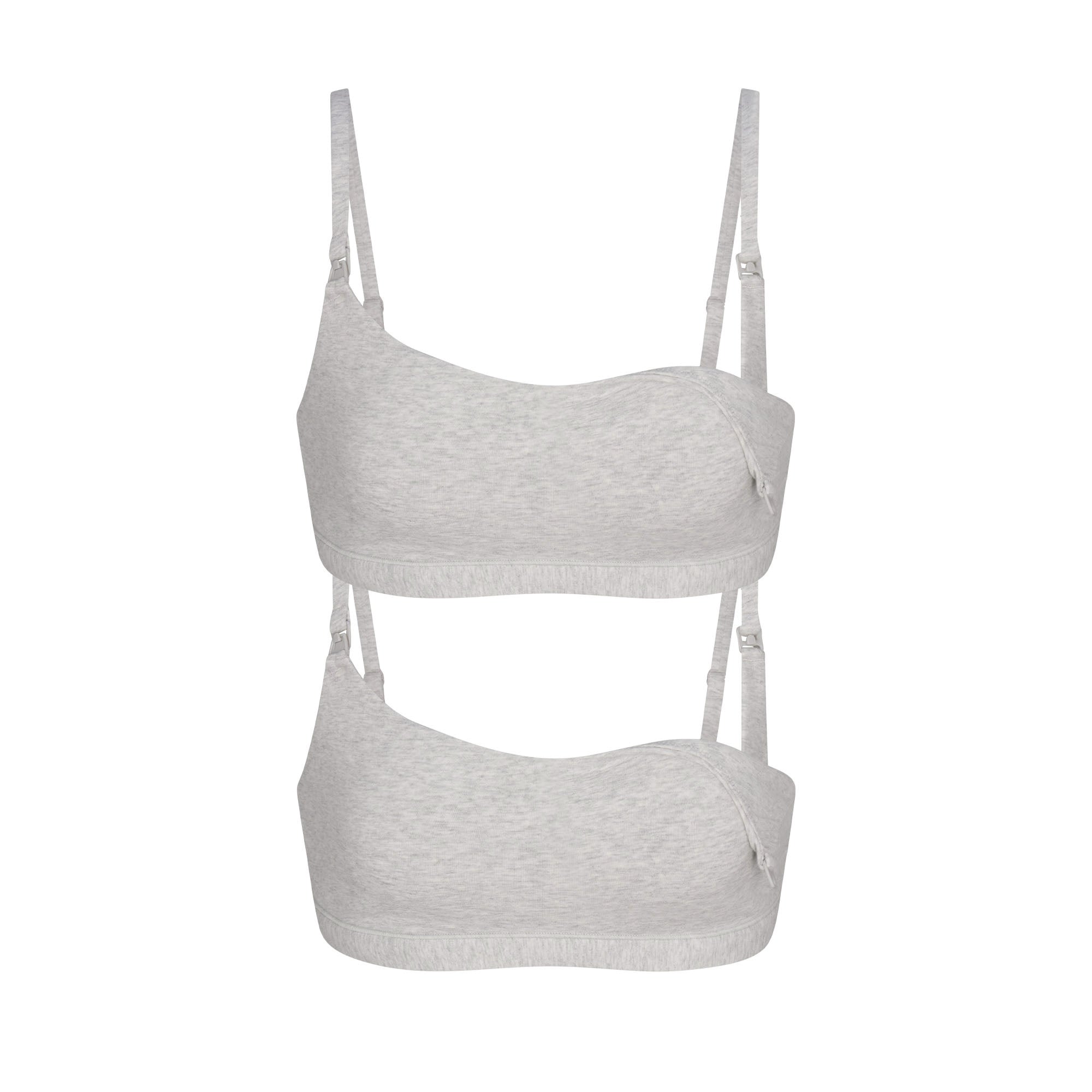 COTTON JERSEY MATERNITY NURSING SCOOP BRALETTE 2-PACK | LIGHT HEATHER GREY