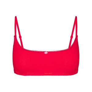 LIGHTWEIGHT COTTON LOGO PICOT SCOOP BRALETTE | RUBY TONAL