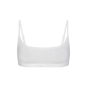 LIGHTWEIGHT COTTON LOGO PICOT SCOOP BRALETTE | SNOW