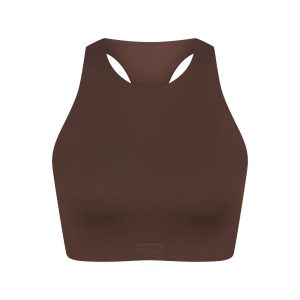 NikeSKIMS MATTE HIGH NECK BRA | DARK SEPIA