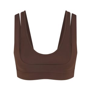 NikeSKIMS MATTE DOUBLE STRAP SCOOP BRA | DARK SEPIA