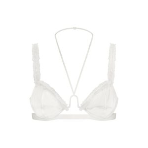 ULTRA FINE MESH RUFFLE BRA | IVORY