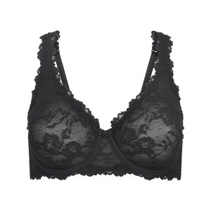 STRETCH LACE UNLINED FULL COVERAGE BRA | SOOT