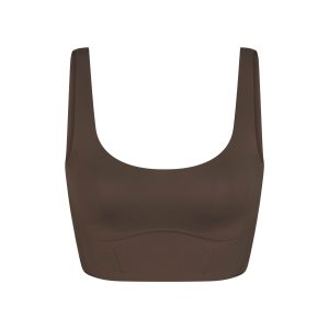 NikeSKIMS MATTE LONGLINE CORSET BRA | DARK SEPIA