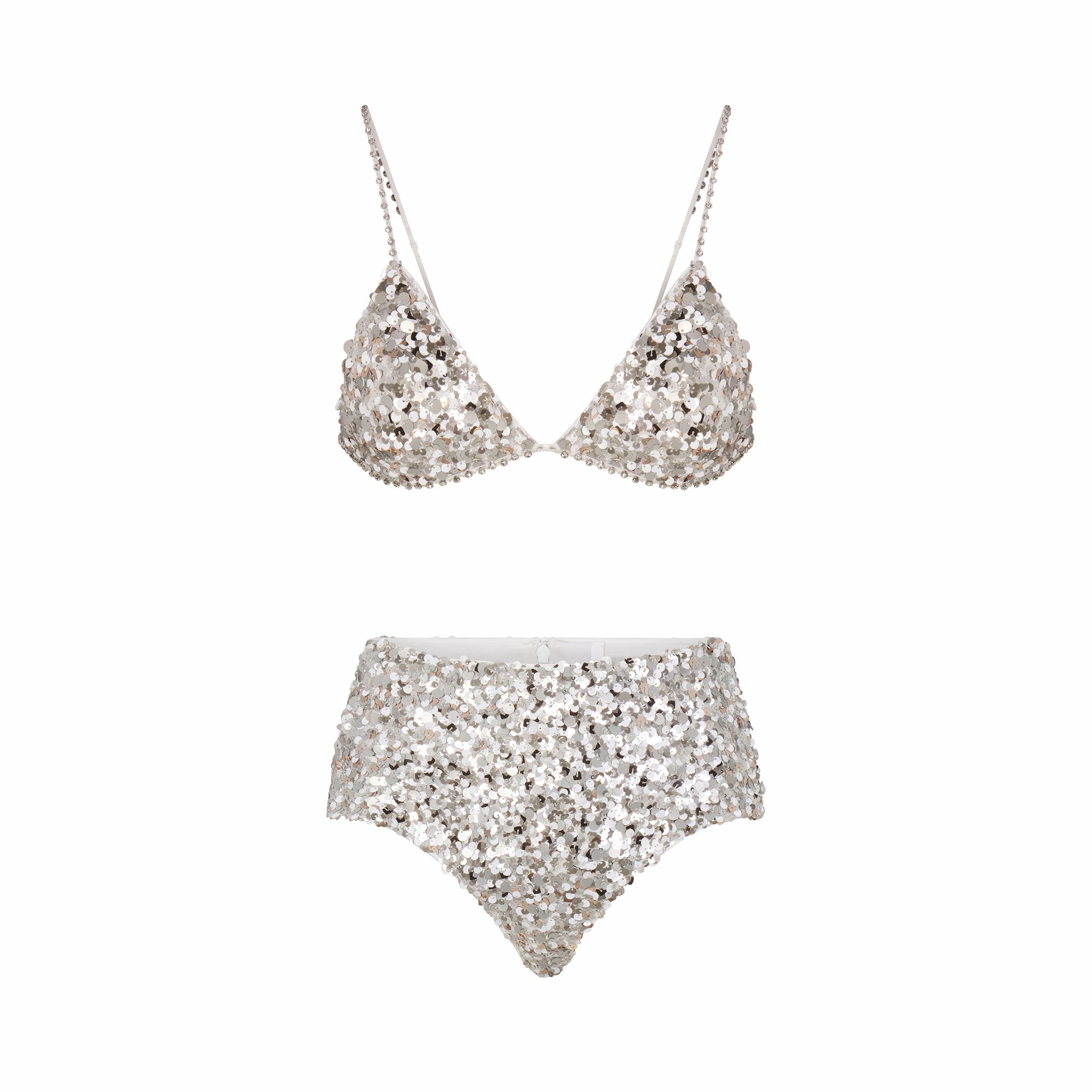 NOVELTY INTIMATES SEQUIN BRALETTE AND HIPSTER SET | SNOW