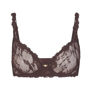 STRETCH LACE UNLINED DEMI BRA | ESPRESSO