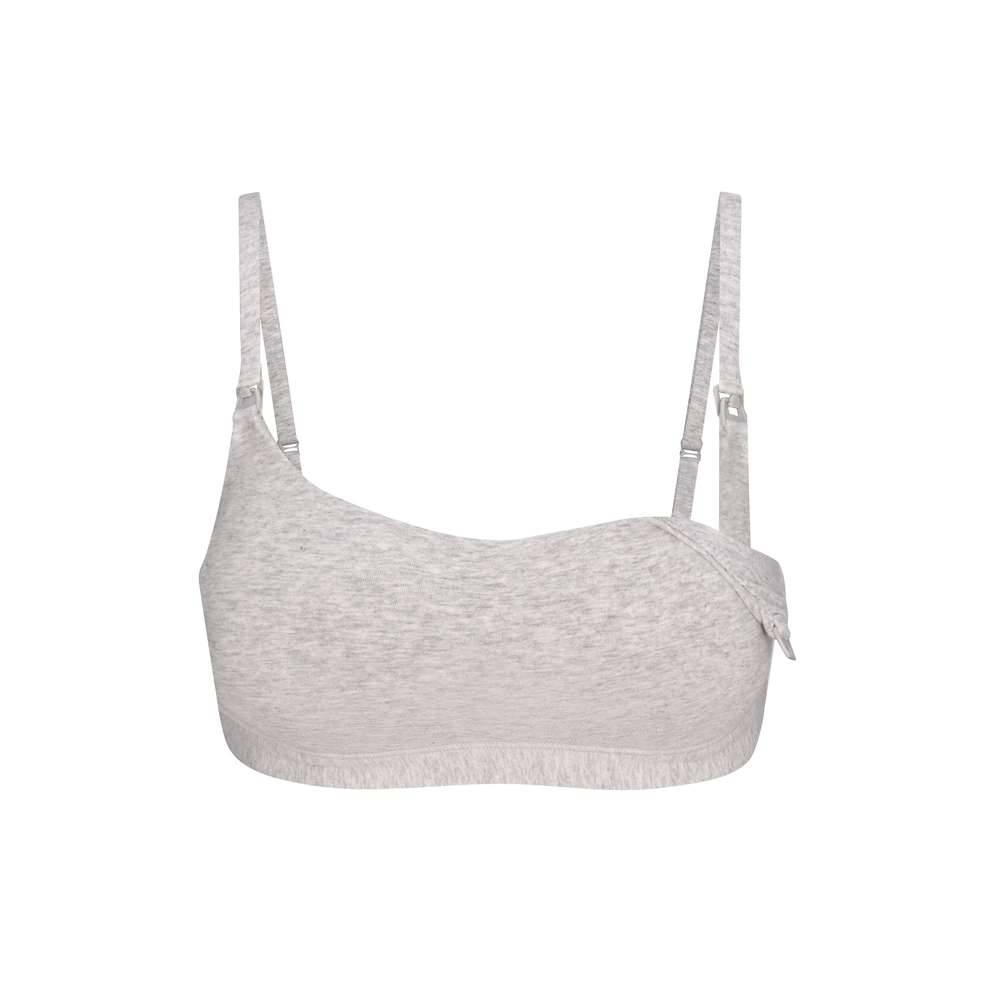 COTTON JERSEY MATERNITY NURSING SCOOP BRALETTE | LIGHT HEATHER GREY - Image 8