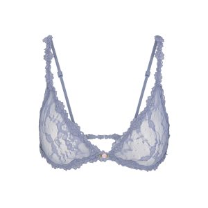 STRETCH LACE TRIANGLE BRALETTE | SLATE