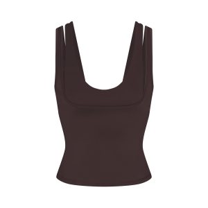 NikeSKIMS MATTE DOUBLE STRAP SCOOP TANK | DARK SEPIA