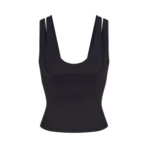 NikeSKIMS MATTE DOUBLE STRAP SCOOP TANK | OBSIDIAN