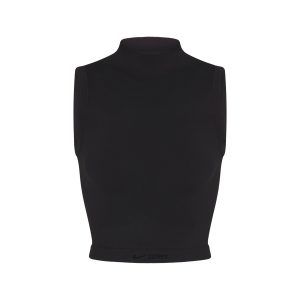 NikeSKIMS VINTAGE SEAMLESS MOCK NECK BRA TOP | OBSIDIAN