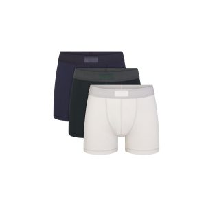 SKIMS COTTON MENS 3 BOXER BRIEF 3-PACK | BLUE BLACK MULTI
